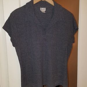 Ann Taylor loft button grey short sleeve blouse